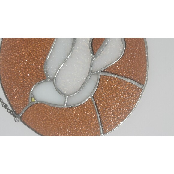 Round Suncatcher Stained Glass White Bird 9.25" - Picture 8 of 8